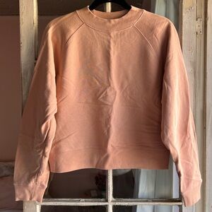 Vince Pink Blush Cotton Long Sleeve Cropped Crew Neck Pullover Sweater